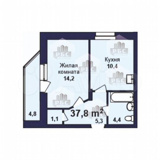 1-к. квартира, 37,8 м², 13/16 эт.