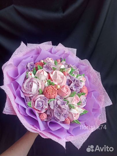 Съедобный вкусный сладкий зефирный букет