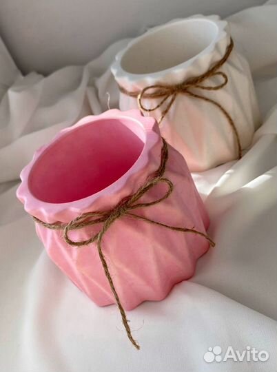 Декоративная ваза/горшок для цветка из гипса