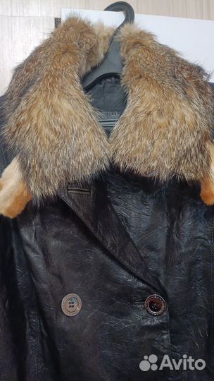 Кожаный плащ с мехом