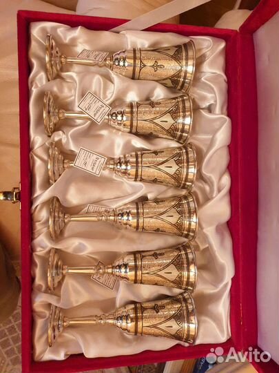 Бокалы Кубачи, серебро 875, набор