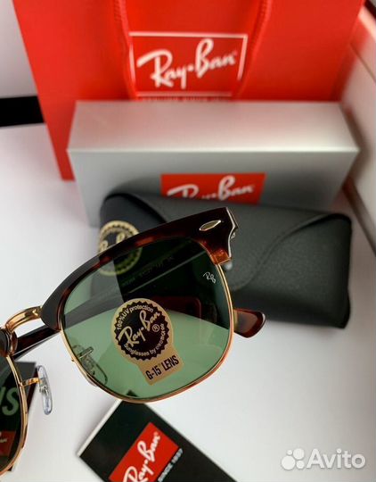 Очки ray ban clubmaster зеленые