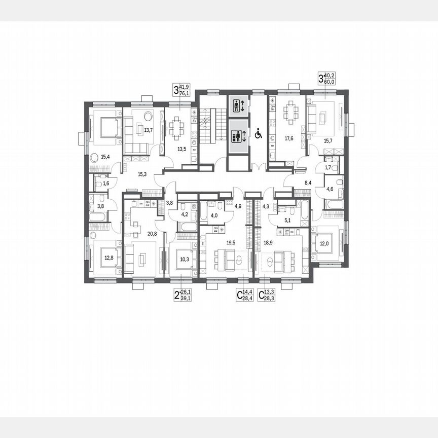 3-к. квартира, 61,7 м², 7/25 эт.