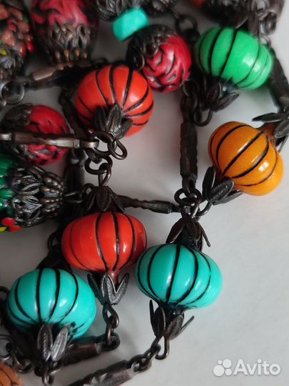 Длинные винтажные бусы с Эксклюзивными бусинами