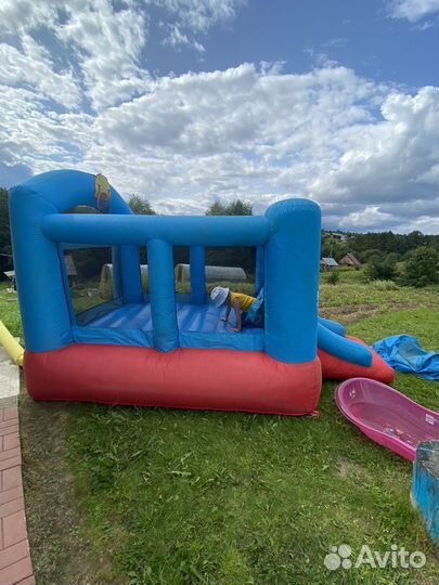Детский надувной батут с горкой