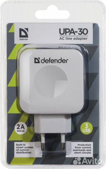 Зарядное устройство 3-USB 4.0А, UPA-30, Defender
