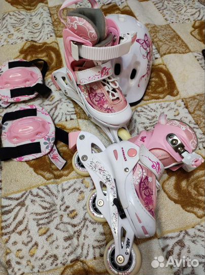 Роликовые коньки 26-29 размера с комплектом защиты