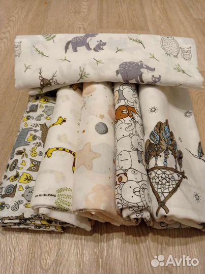 Муслиновые пеленки новые 5+1 (130х130 см)