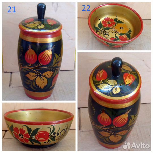 СССР Старая хохлома вазы плошки шкатулки блюдца