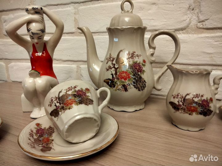 Сервиз кофейный фарфор винтаж Япония Павлины