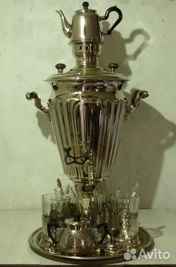 Самовар на дровах 7 литров СССР + чайный комплект