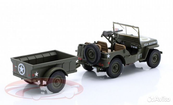 1/43 Jeep Willys MB US Army с прицепом