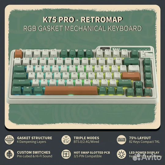 Механическая клавиатура беспроводная kzzi K75 PRO