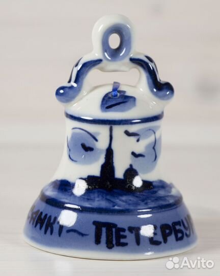 Фигурка колокольчик сувенир Санкт-Петербург Гжель