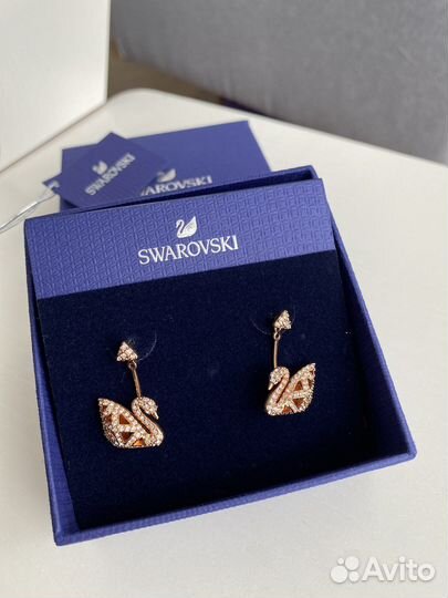 Серьги Swarovski лебеди