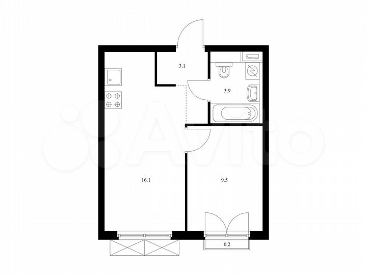 1-к. квартира, 32,8 м², 5/33 эт.