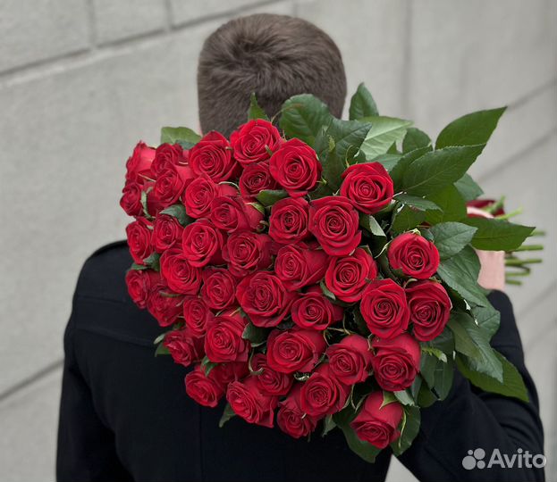 Букет красных роз свежие цветы 15 31 51 101 роза