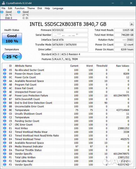 Intel D3-S4510/S4610 3.84TB SATA