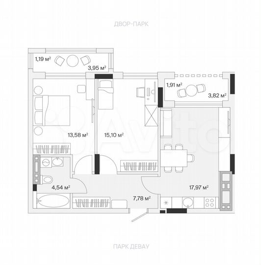 2-к. квартира, 62,1 м², 5/7 эт.