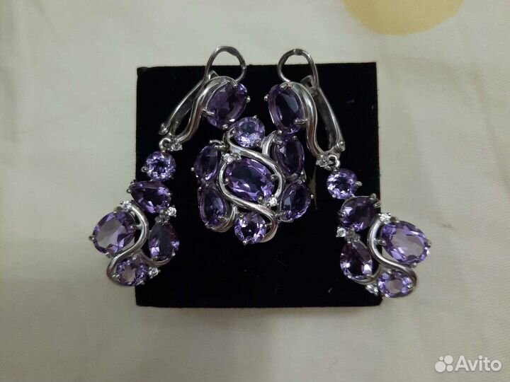 Комплект серебряный с аметистом