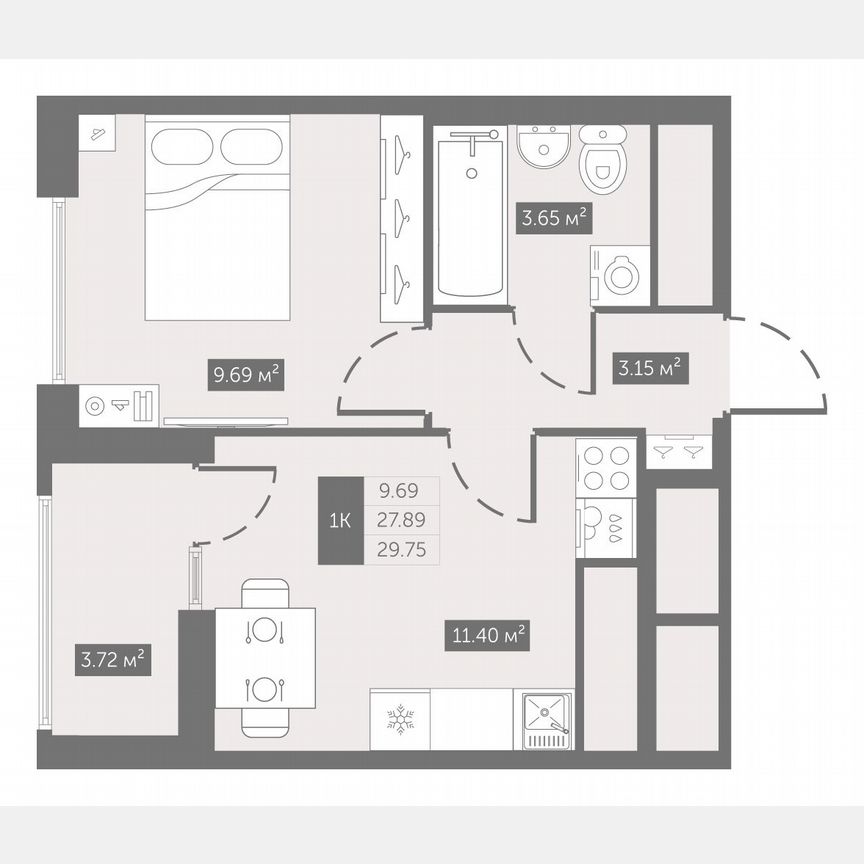 1-к. квартира, 29,8 м², 10/10 эт.