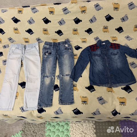 Джинсы рубашка одежда 110-116 для девочки