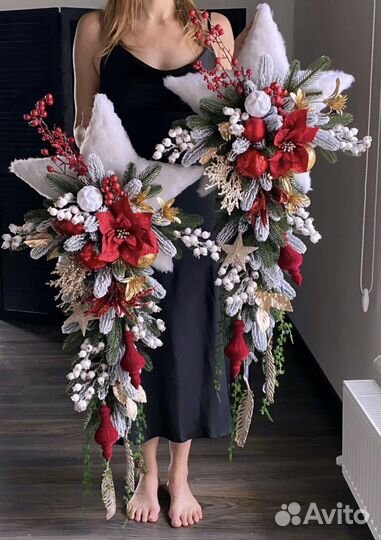 Новогодний венок, интерьрная композиция, декор