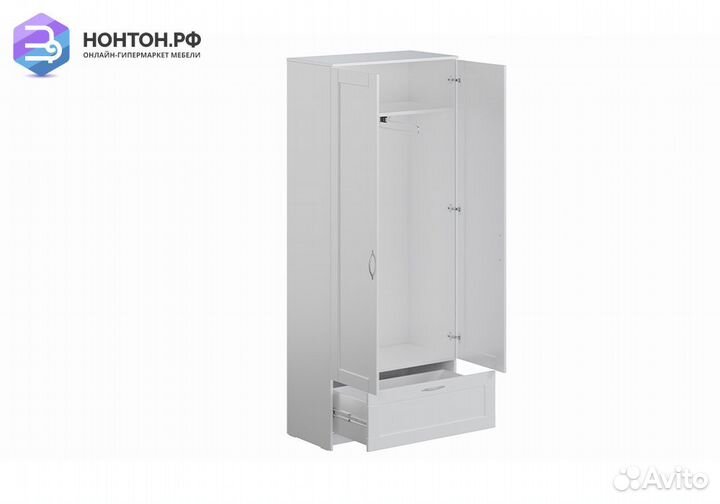 Шкаф двухдверный Сириус с 1 ящиком белый