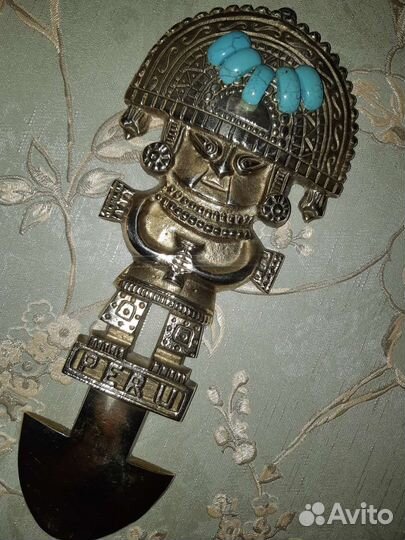 Бронзовое панно ритуальный нож Туми (Перу)