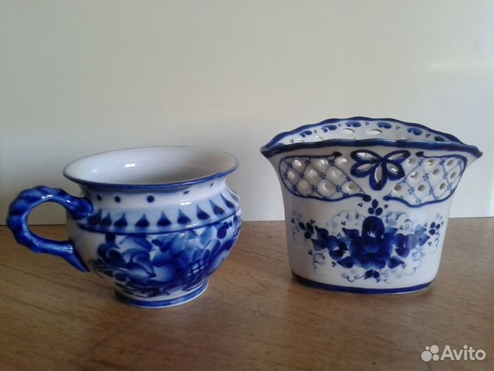 Салфетница и чашка Гжель