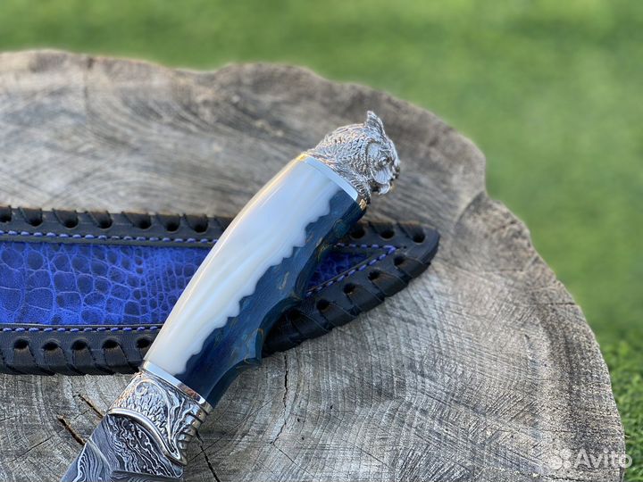 Нож Сова из дамасской стали на подарок