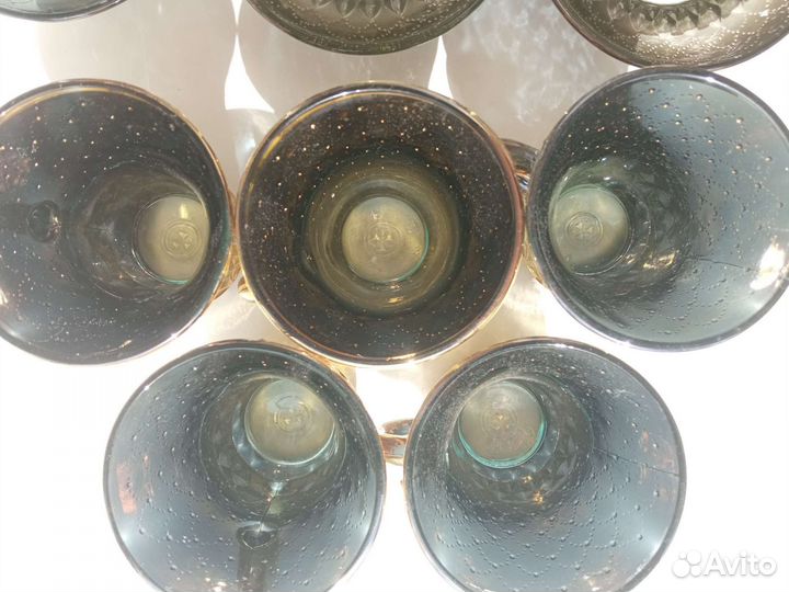 Кофейный сервиз стекло золотое напыление усз