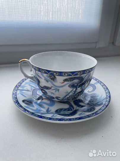 Чашка тонкий фарфор, с блюдцем