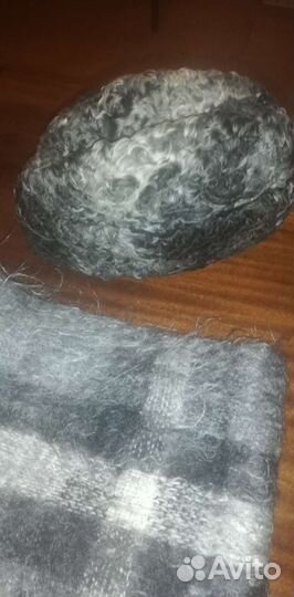 Мужская каракулевая шапка-пилотка 54-55, шарф