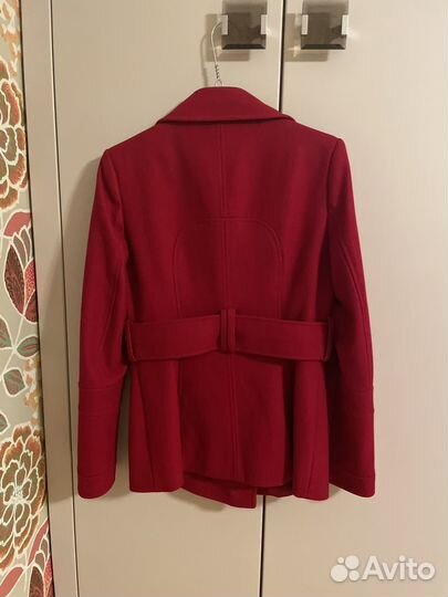 Полупальто осень весна красное б/у размер S
