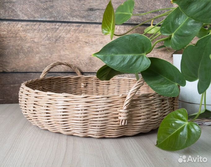 Плетеный поднос, декор кухни, ручная работа