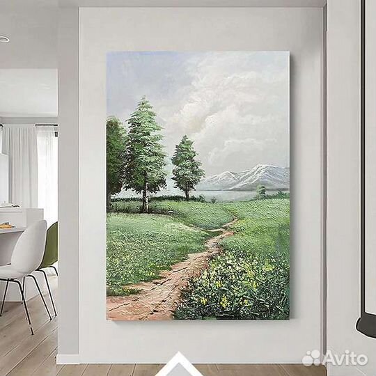 Большая картина маслом в интерьер Тропинка