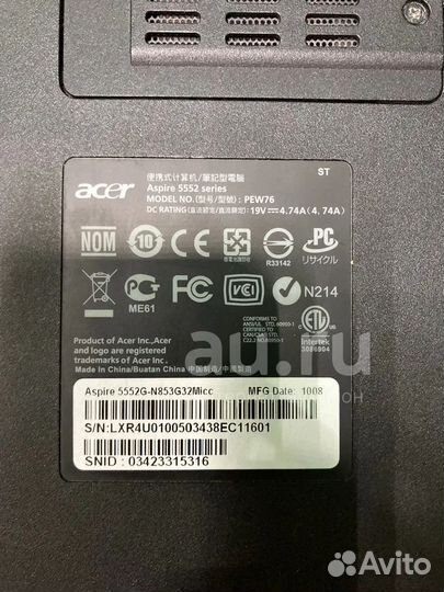 Ноутбук Acer Aspire 5552