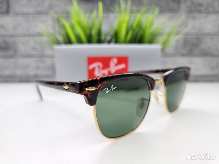 Очки Ray Ban Clubmaster 3016 Зеленое Стекло