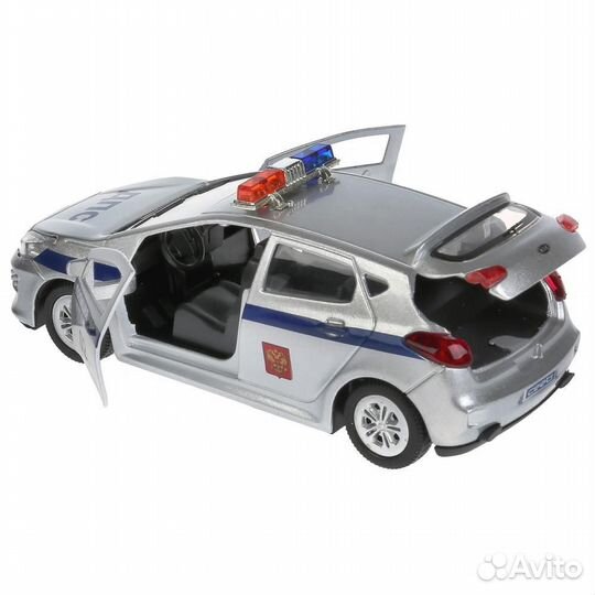 Машина Kia Ceed Полиция 12 см серебристая металл инерция Технопарк ceed-police