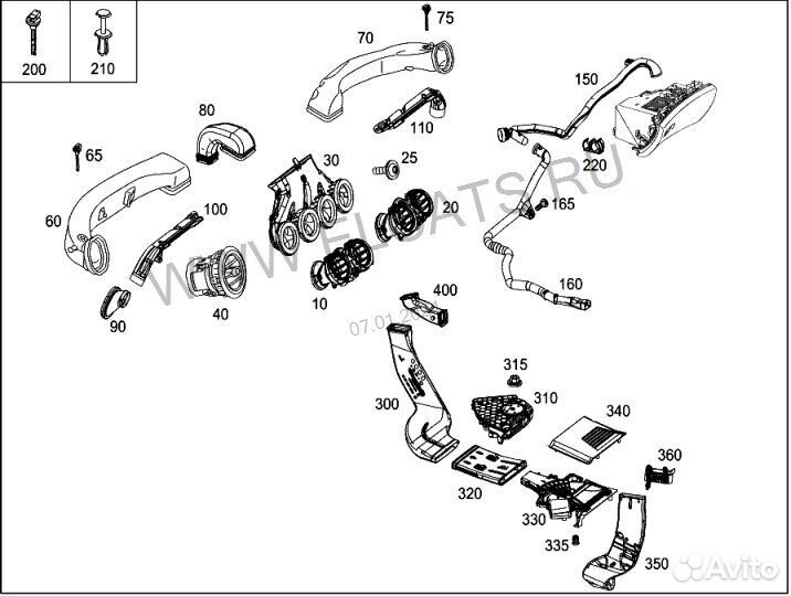 Воздуховод салона передний левый Mercedes E220 D
