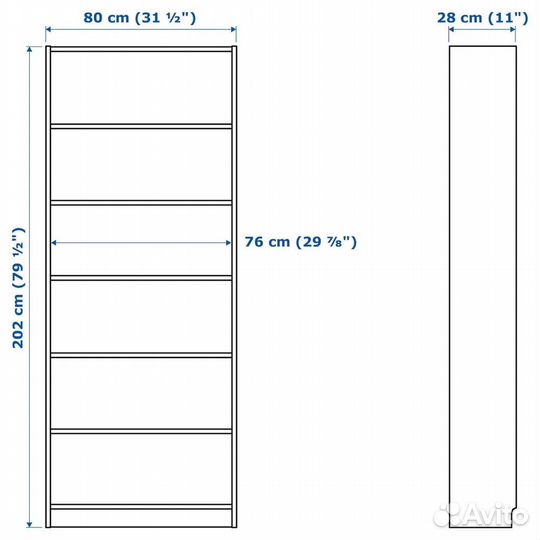 IKEA Billy Стеллаж 80x28х202 см Черно-коричневый