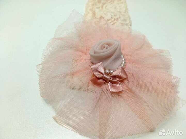 Повязка на голову для девочки розовая 0+