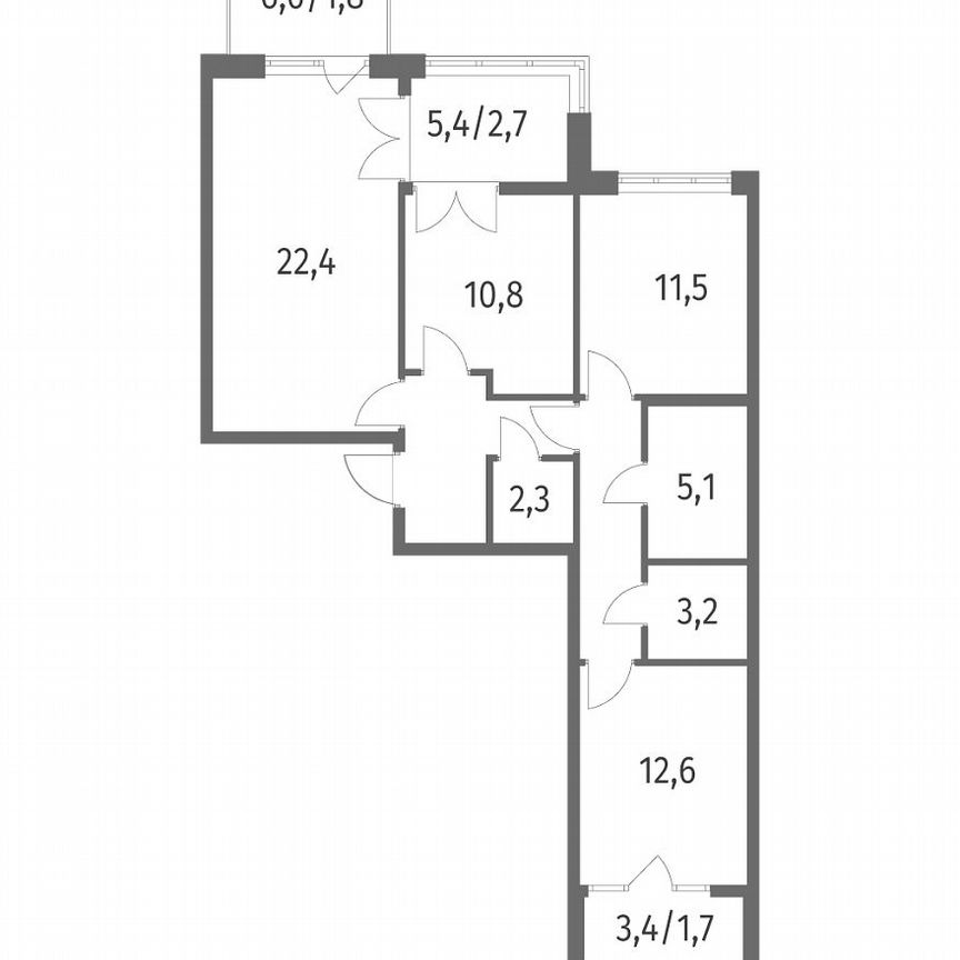 3-к. квартира, 85,8 м², 2/7 эт.