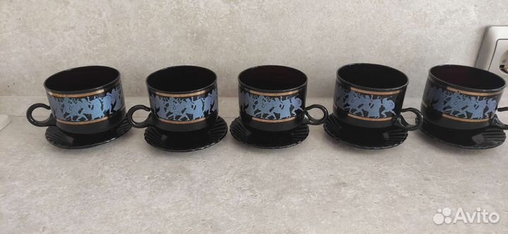 Кофейные чашки с блюдцами 5 шт. Новые