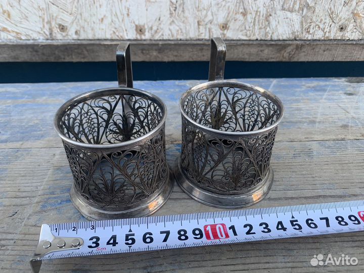 Подстаканник скань мельхиор СССР 2 штуки
