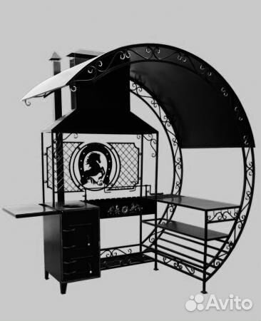 Мангал с печью под казан и крышей