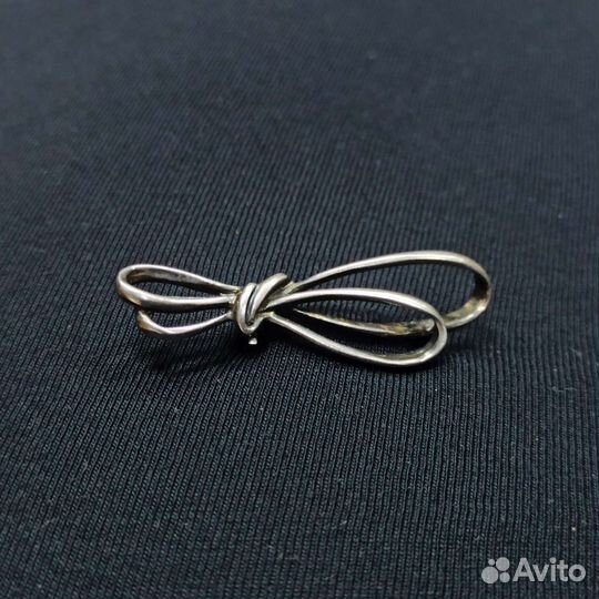 Серебряная Брошь Бантик 925 Проба Серебро Ретро
