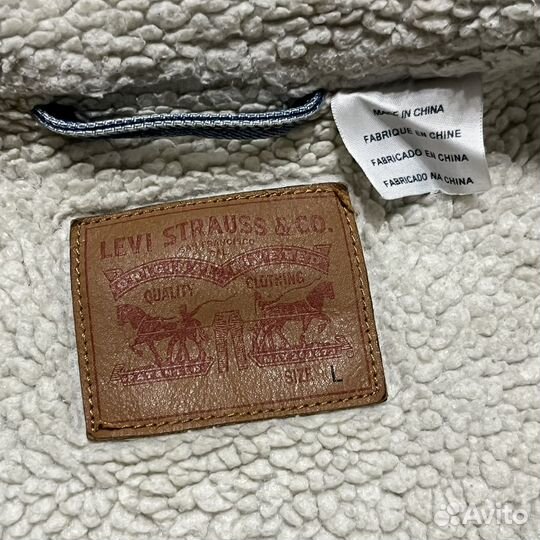 Levi's L джинсовая куртка с шерпой мужская