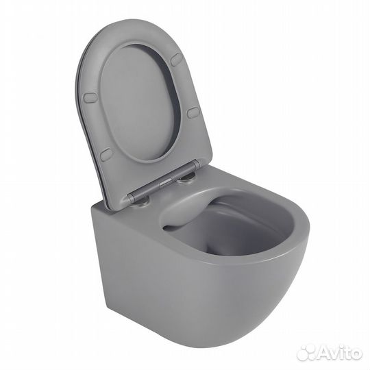 Унитаз Bequem подвесной серый матовый, безободковый